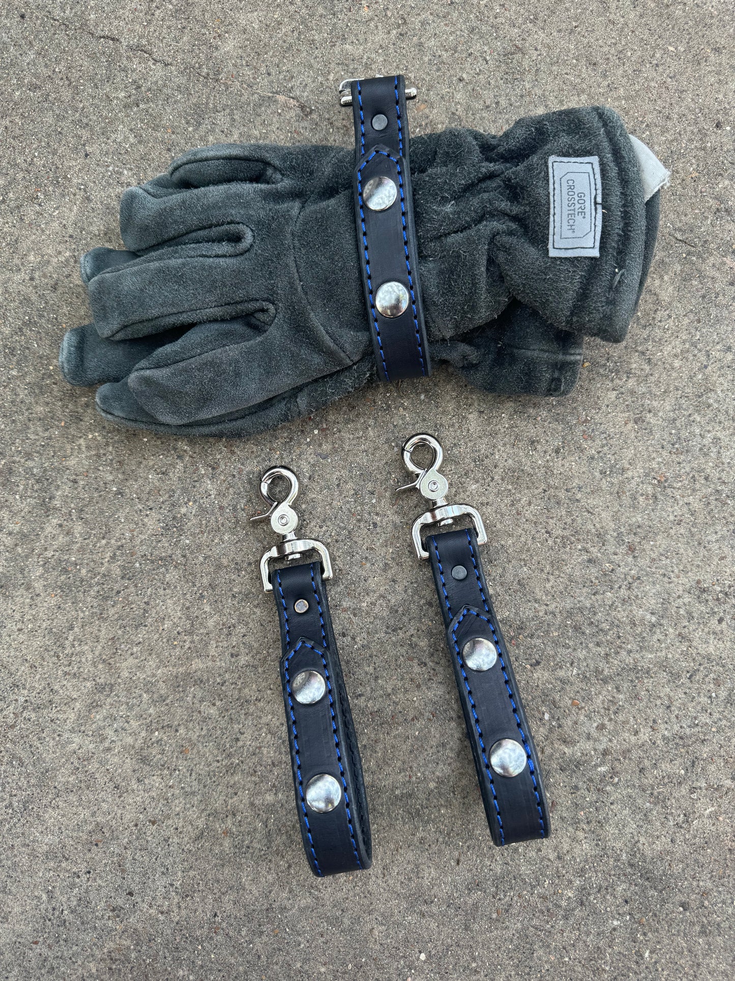 Glove Strap with Blue Stitching