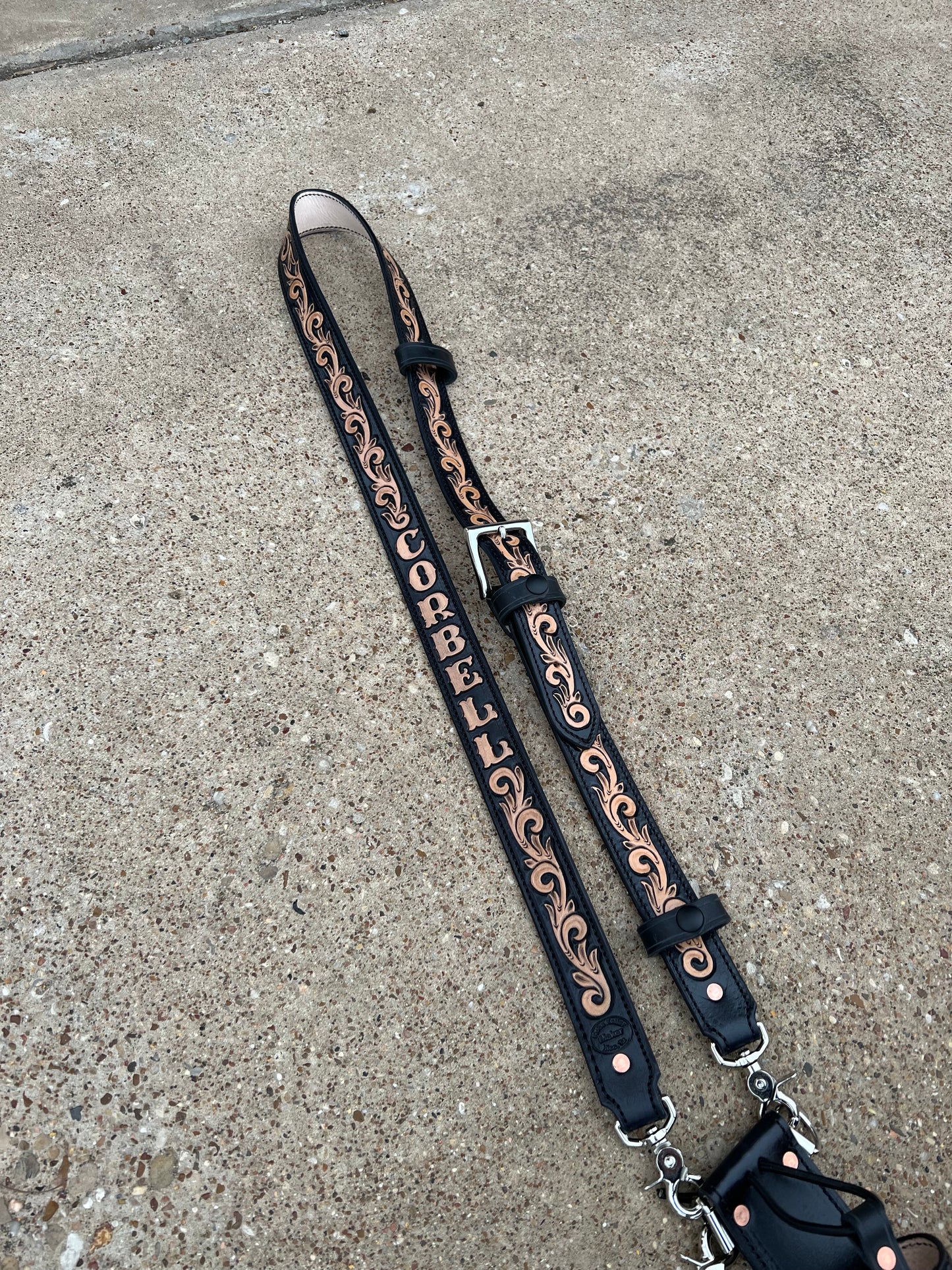Floral Tooled Radio Strap