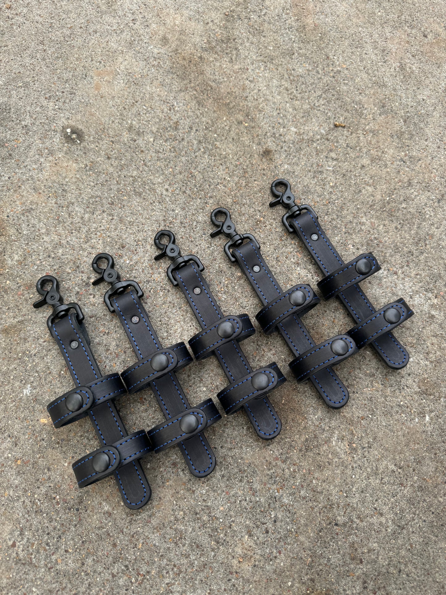 Inverted Flashlight Strap - Black with Blue Stitching