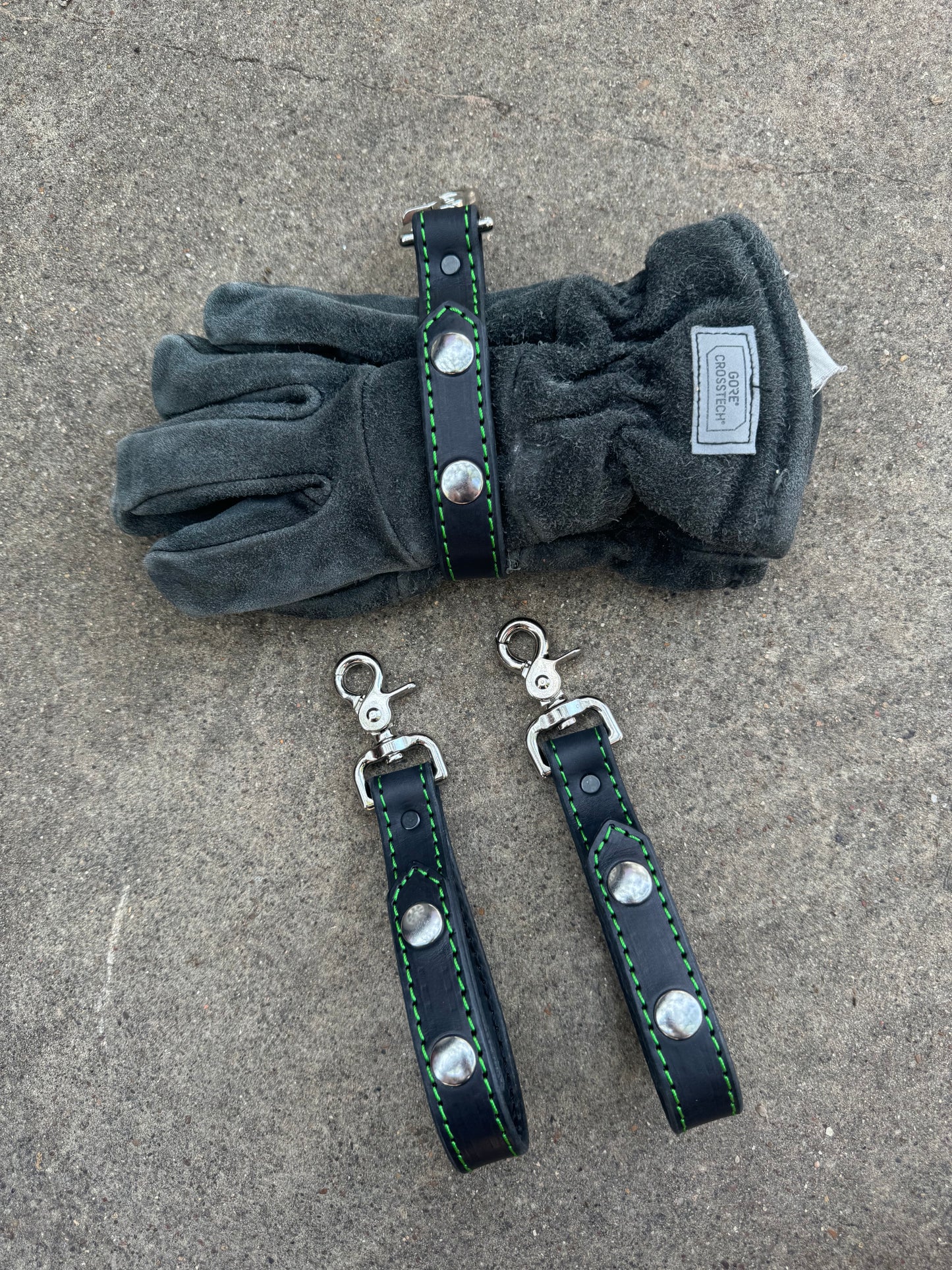 Glove Strap with Green Stitching