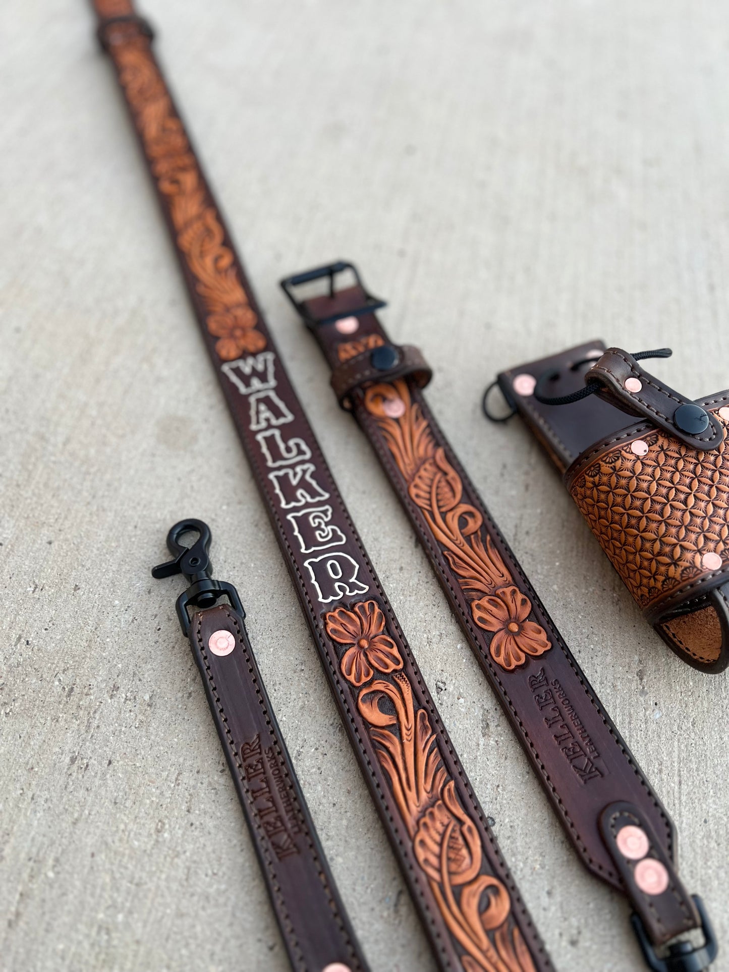 Floral Tooled Radio Strap