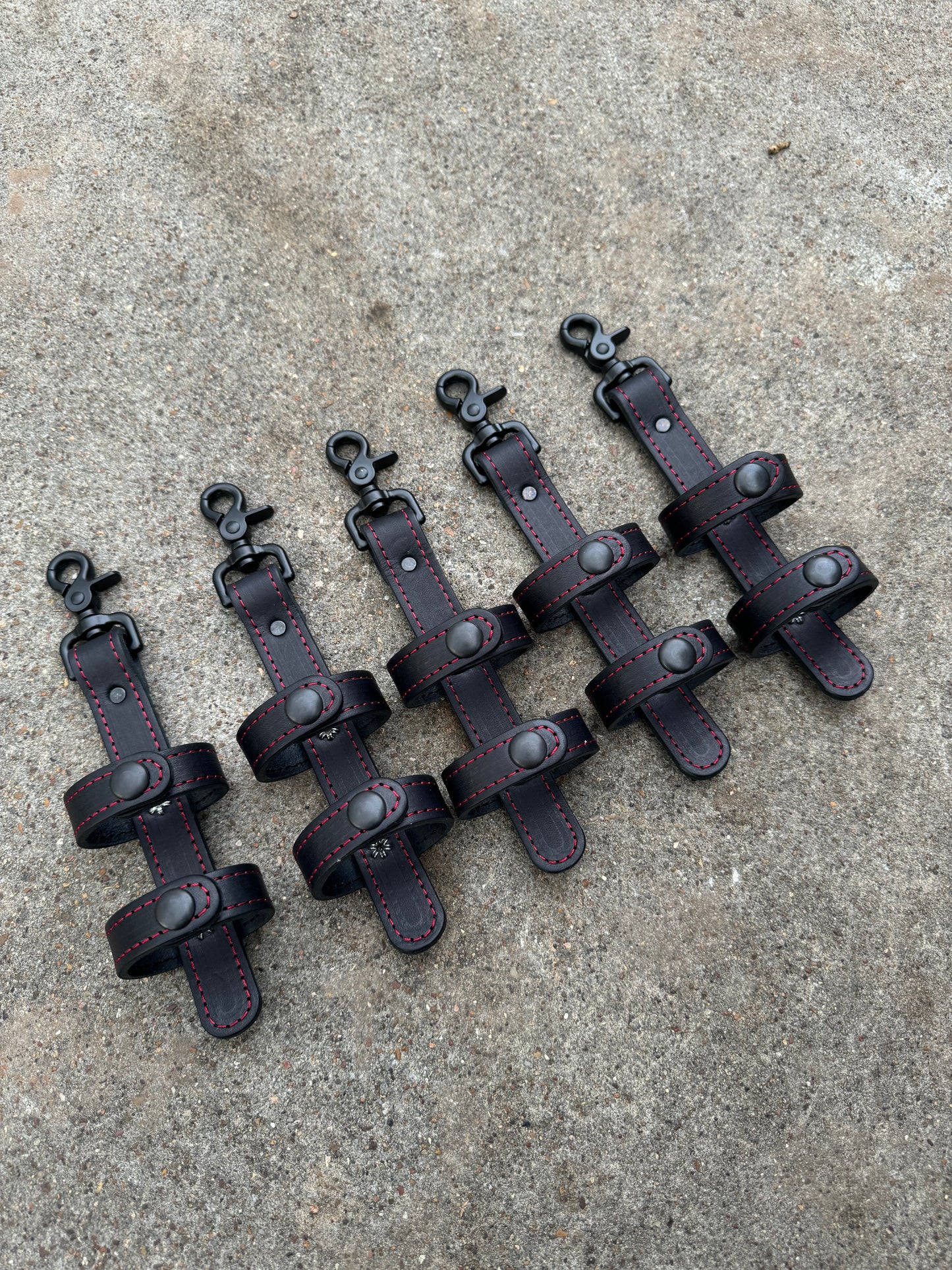 Inverted Flashlight Strap - Black with Red Stitching