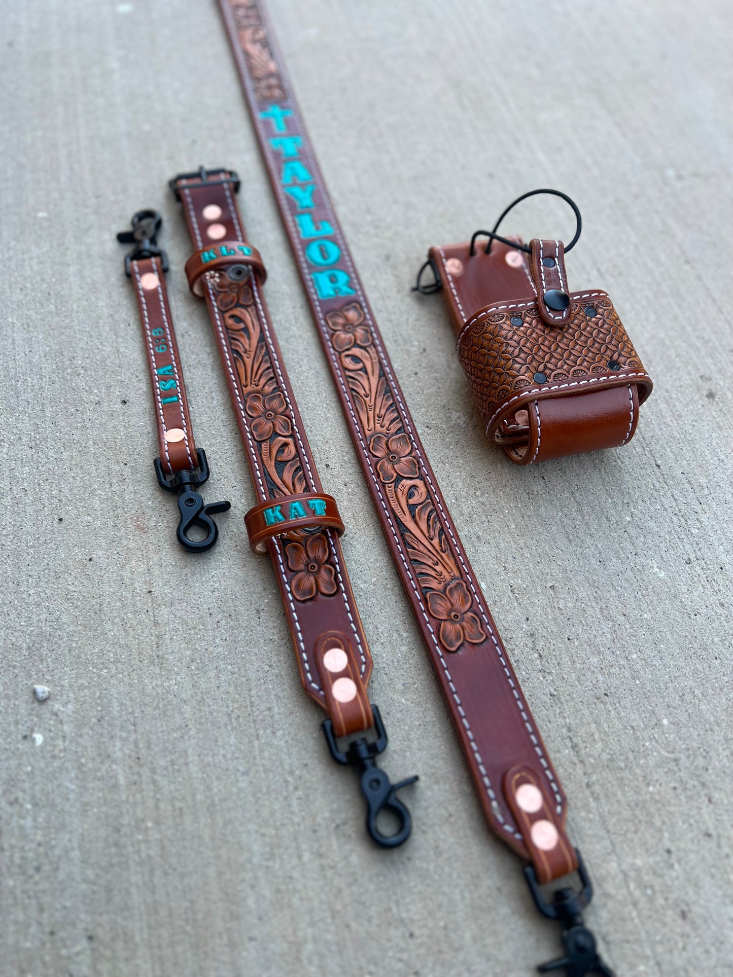 Floral Tooled Radio Strap