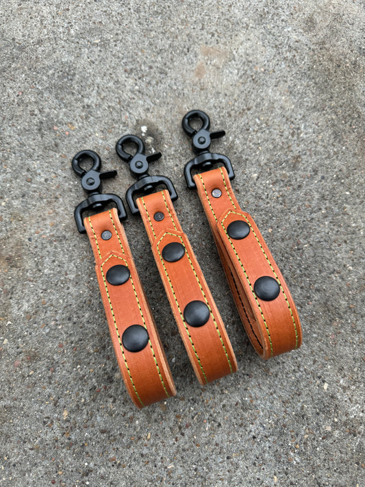 Glove Strap with Snaps - Natural with Green Stitching/Black Hardware