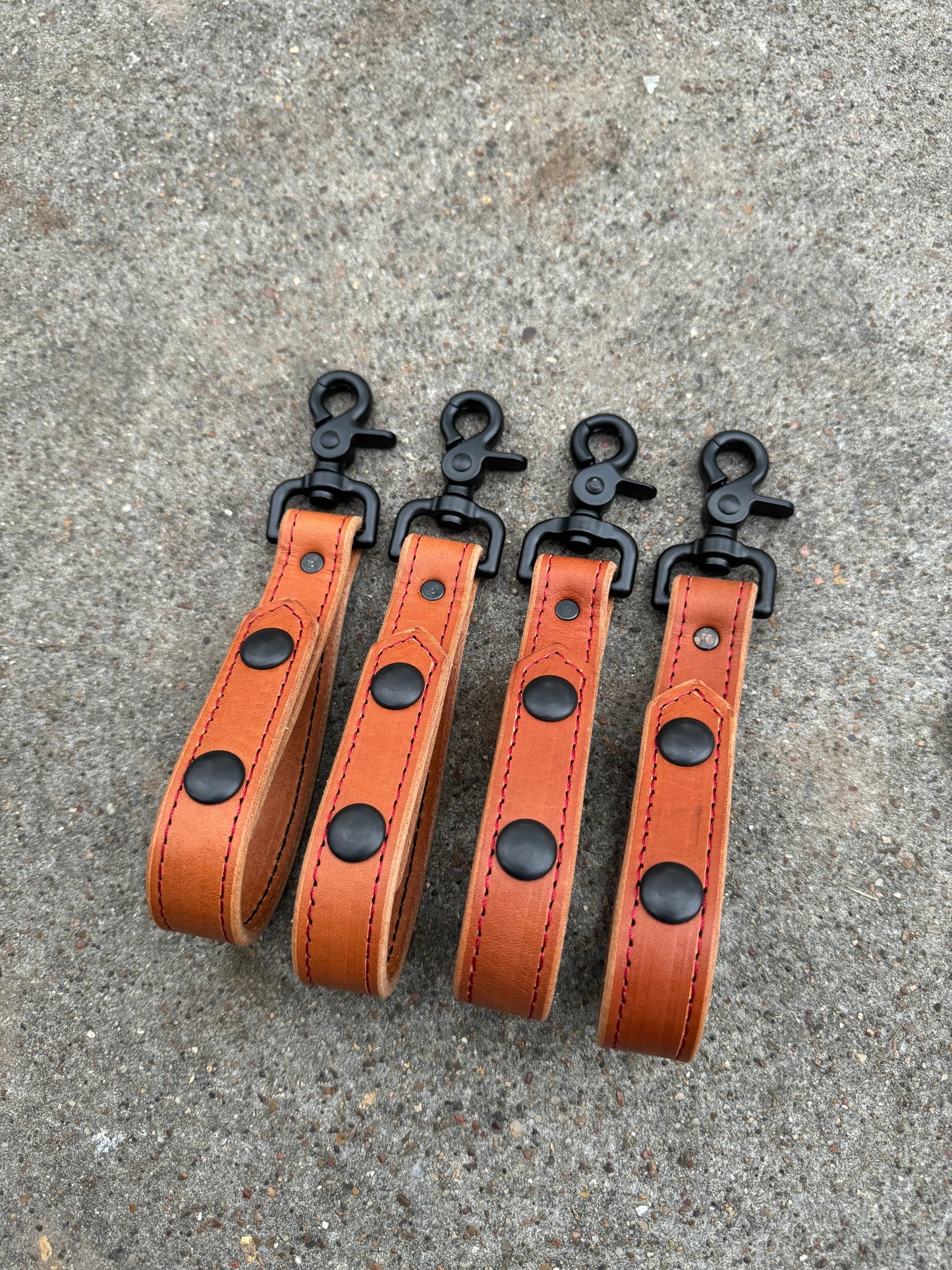 Glove Strap with Snaps - Natural with Red Stitching/Black Hardware