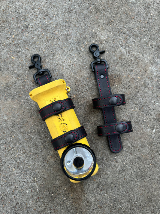 Inverted Flashlight Strap - Black with Red Stitching